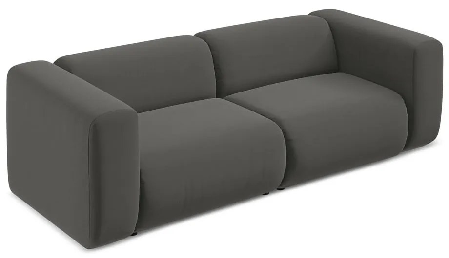 Szara aksamitna sofa 228 cm Ekahi – Makamii