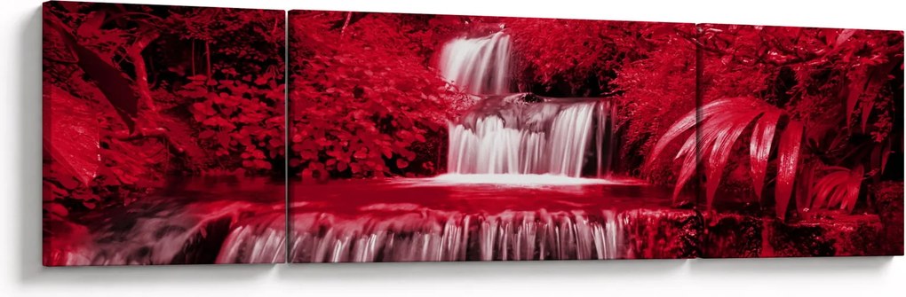 Obraz - Indonezyjskie wodospady w kolorze czerwonym (170x50 cm)