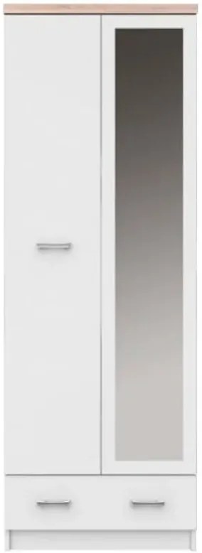 Biała szafa dwudrzwiowa z lustrem Iksor