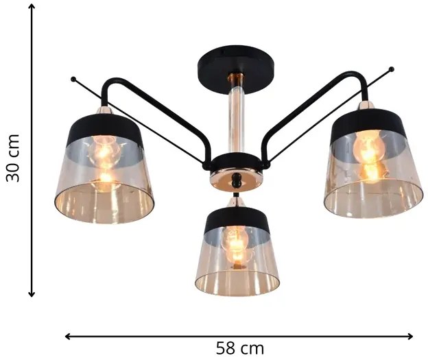 Nowoczesna lampa sufitowa z trzema kloszami - M016 Avium