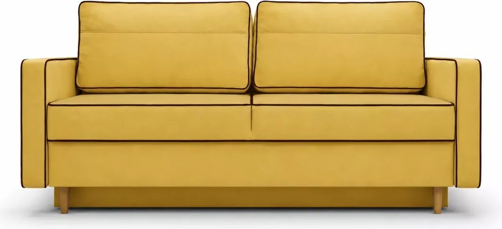 Kanapa Latina 3-osobowa z funkcją spania i pojemnikiem – welurowa sofa DL 190x152, styl skandynawski