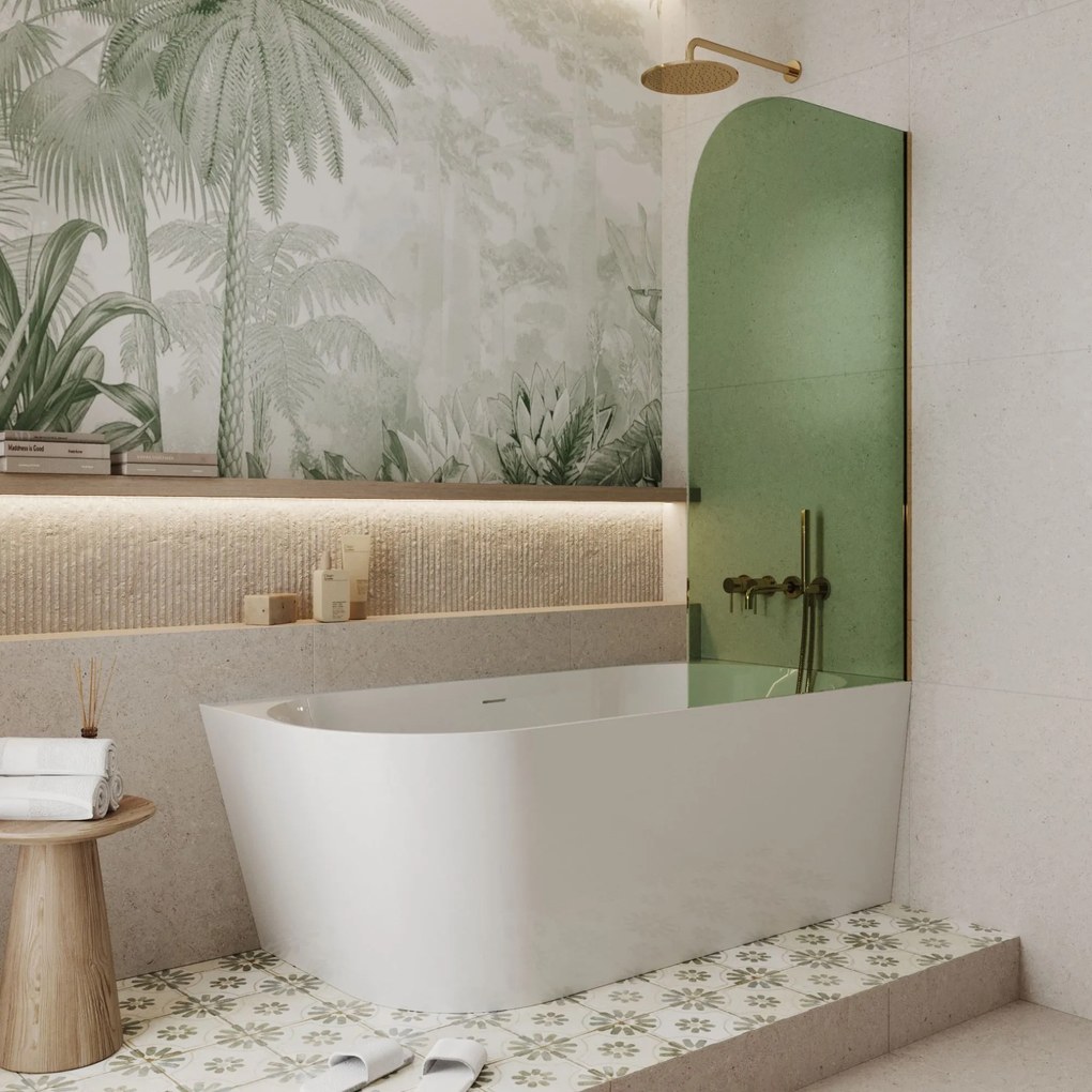 Parawan nawannowy półokrągły MOLIS Moon Green szkło zielone | Różne rozmiary : Kolor profili kabiny - chrom / srebrny, Rozmiar - 70x150 cm