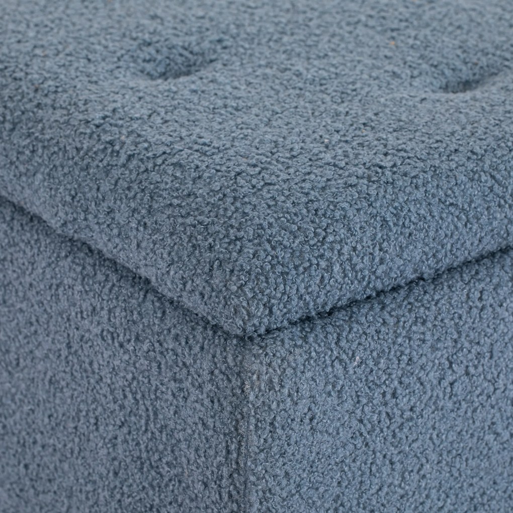 HOMCOM Ławka tapicerowana z miejscem do przechowywania, Wygląd kaszmiru, do 120 kg, Stelaż drewniany, 95 x 38 x 45 cm, Niebieski