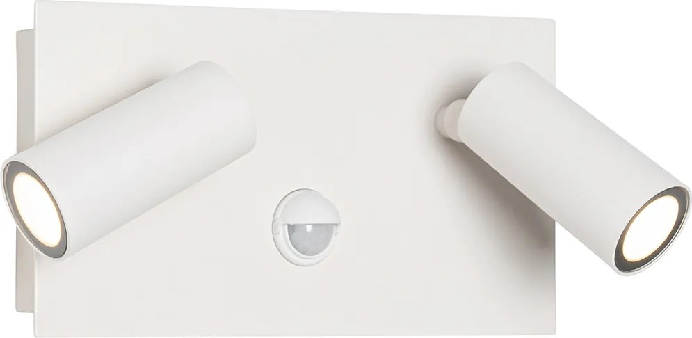 Lampa ścienna zewnętrzna biała z wbudowanym LED 2-punktowy czujnik ruchu - Simon