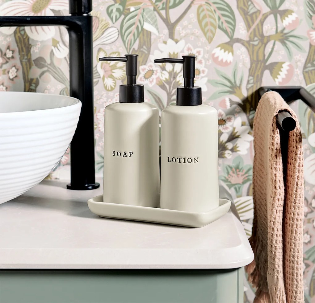 Ceramiczne dozowniki do mydła i lotionu BATH STYLE, 3 elementy