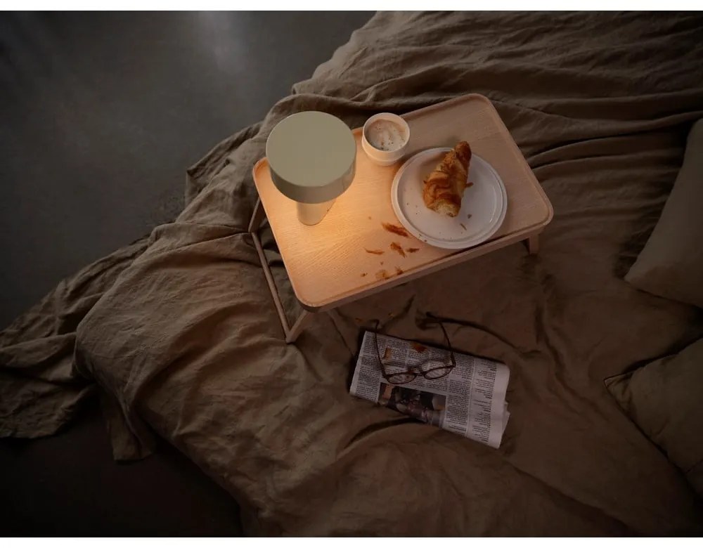 Jasnozielona plastikowa lampa stołowa LED (wysokość 18 cm) Oblong – Zone