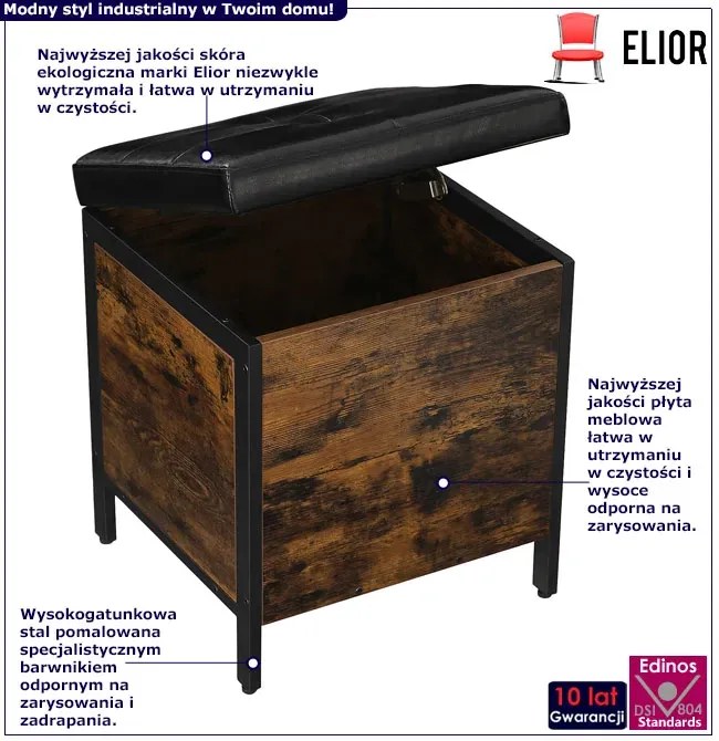 Industrialna Pufa Do Siedzenia Na Nóżkach Ze Schowkiem L8-Z66