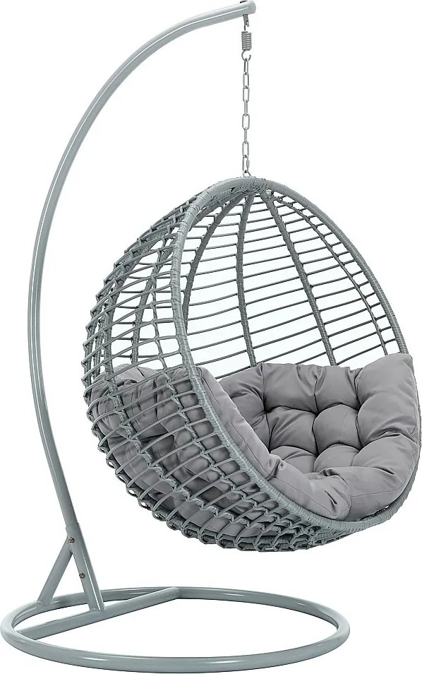 Fotel wiszący z technorattanu - Szary - BONTOC marki MYLIA