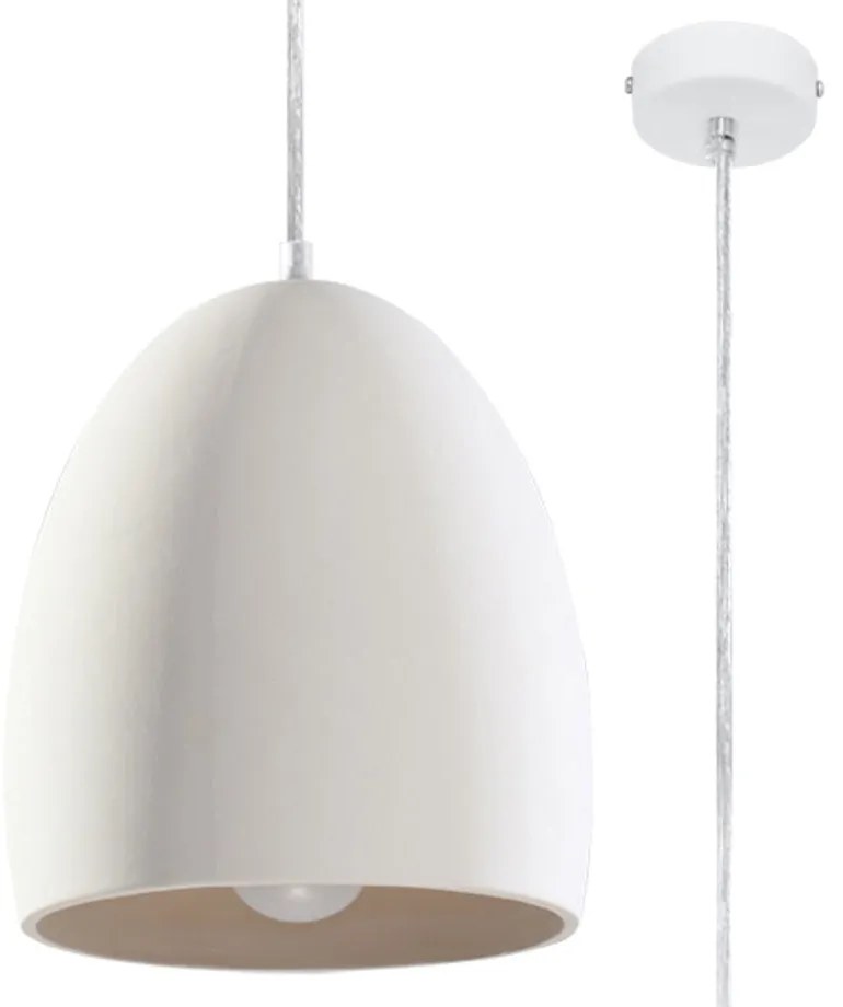 Biała lampa wisząca z ceramicznym kloszem ø 30 cm Fonsie – Nice Lamps