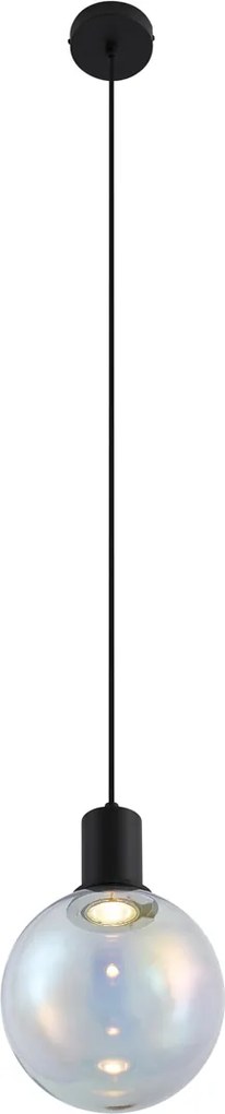 Designerska lampa wisząca czarna ze szkłem tęczowym 20 cm - Mallon