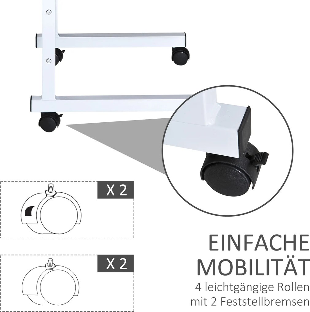 HOMCOM Stolik w kształcie litery „C”, kolor: biały, naturalny, 60 cm x 40 cm x 78 cm