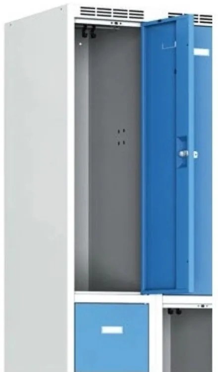 Alfa 3 Szafka skrytkowa, 6 schowków, 1800 x 1200 x 500 mm, zamek obrotowy, drzwi czerwone