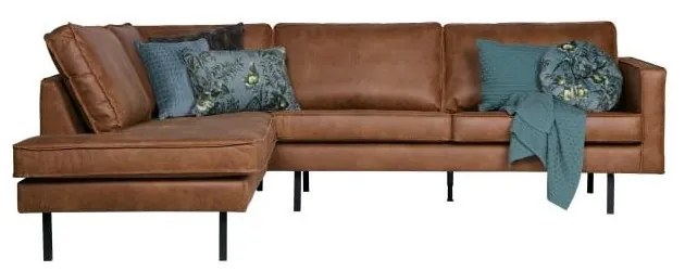 Brązowy narożnik z imitacji skóry BePureHome Rodeo, lewostronny