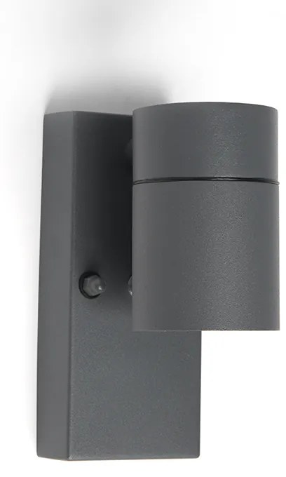 Zewnetrzna Lampa ścienna zewnętrzna antracytowa IP44 z czujnikiem zmierzchu - Solo Nowoczesny Oswietlenie zewnetrzne