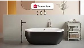 Wanna wolnostojąca owalna - 200 L - 170 x 80 x 58 cm - czarna - akrylowa - NEPTUNA