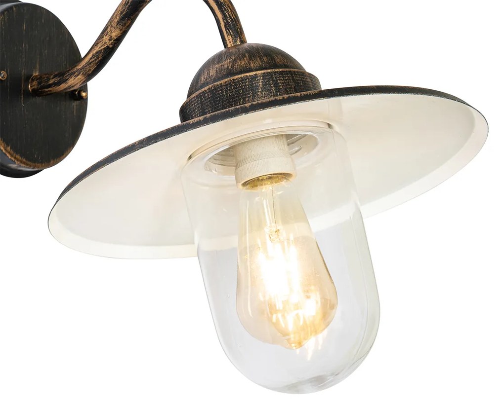 Zewnetrzna Rustykalna lampa ścienna zewnętrzna antyczne złoto IP44 - KansasWiejski/ Rustykalny / Vintage Oswietlenie zewnetrzne