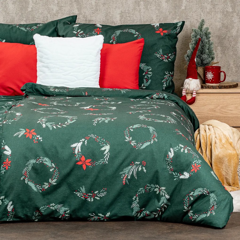 4Home Świąteczna pościel bawełniana Poinsettia, 160 x 200 cm, 70 x 80 cm, 160 x 200 cm, 70 x 80 cm