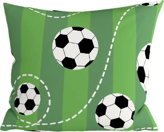 Poszewka na poduszkę z polibawełny FOOTBALL TIME POLY 45x45 cm, zielona
