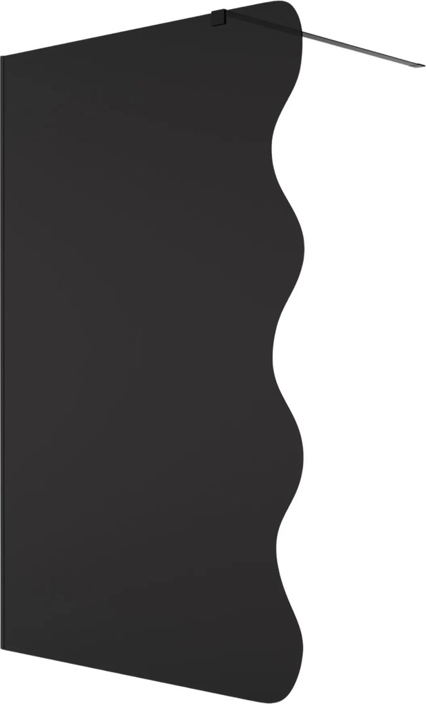 Ścianka prysznicowa Walk in fix szkło czarne falowane 8mm MOLIS Wave Black MASSI | Różne rozmiary : Kolor profili kabiny - czarny, Szerokość ścianki - 70 cm, Typ montażu - WALK in FIX (Do ściany)