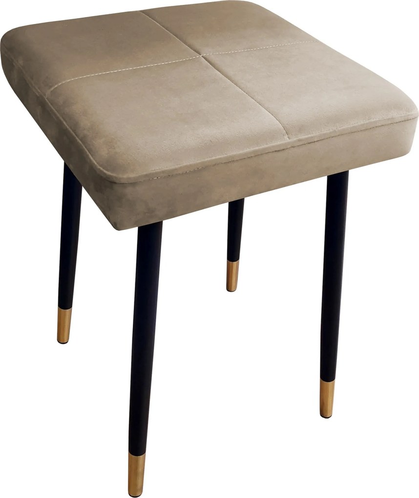 Taboret MAX tkanina Welur stelaż metalowy STOŁEK LOFT : Kolor nogi - Czano-złota stożek, Kolor tkaniny - VELVET - MG09, Typ tkaniny - Velvet
