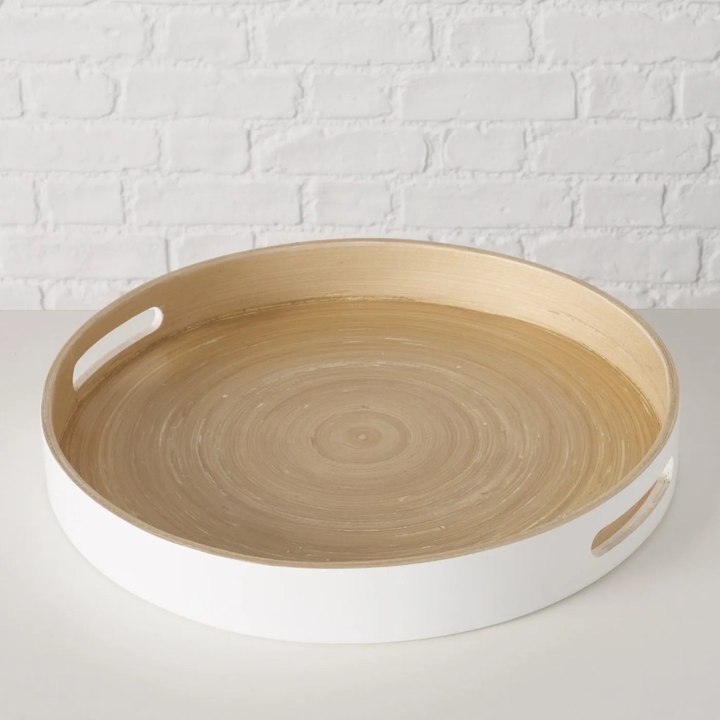 Taca bambusowa z uchwytami, Ø 35 cm