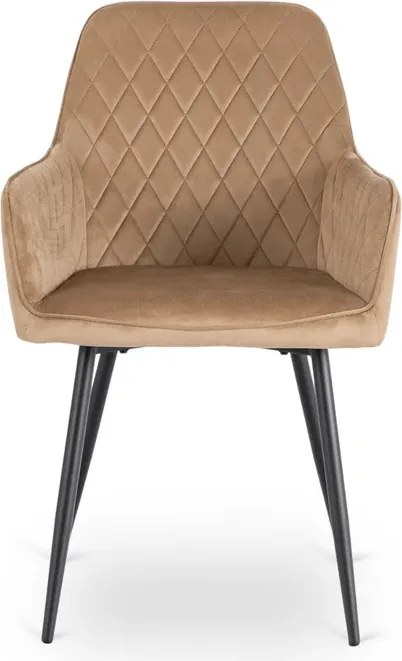 Zestaw Stół Prostokątny Rozkładany HAMPTON 160-240 cm Dąb/Czarny i 4 Krzesła Tapicerowane BRESSO Beżowe