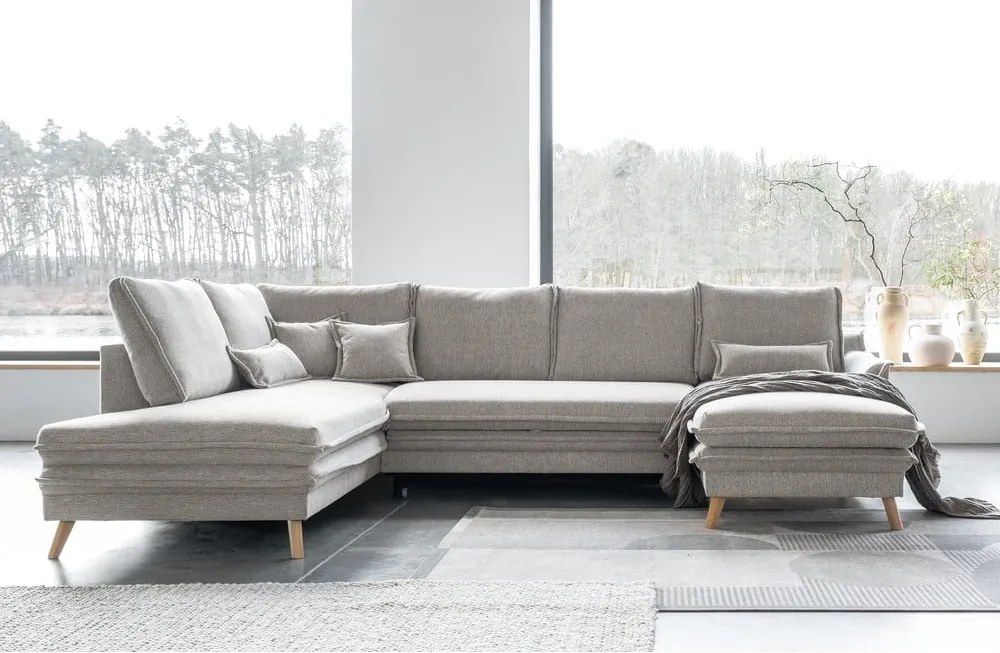 Beżowy rozkładany narożnik (lewostronny/w kształcie litery U) Charming Charlie – Miuform