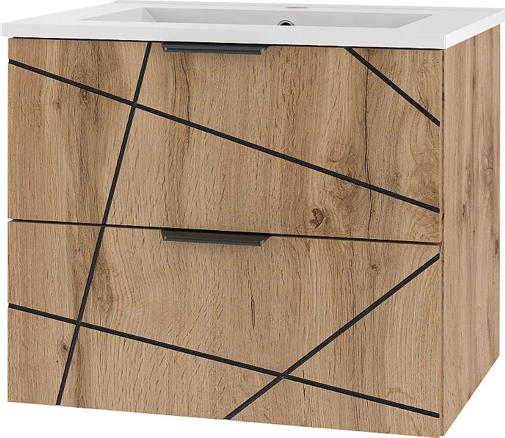 Zestaw Łazienkowy 60cm Szafka z Umywalką Dąb Wotan Wood