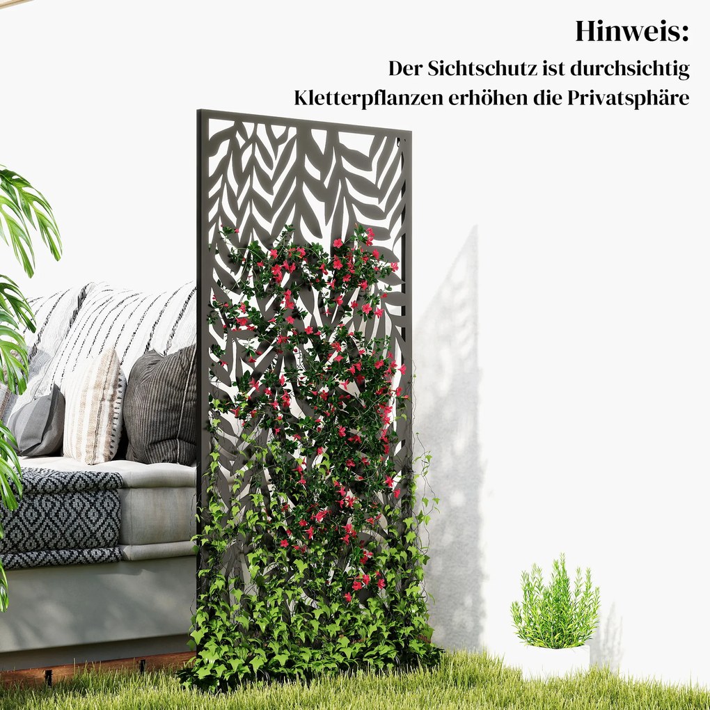 Outsunny Parawan 65 x 130 cm Wolnostojący Wiszący, Przegroda Osłona z Metalu Czarny | Aosom PL