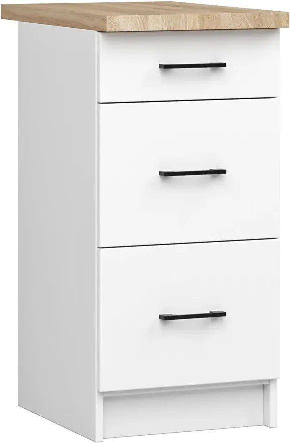 Biała dolna szafka kuchenna z szufladami 40 cm L7-B00
