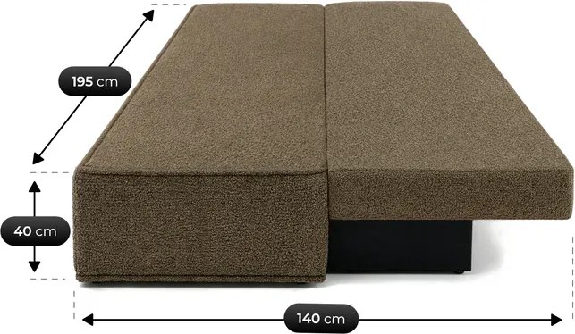 Sofa z Funkcją Spania MAVIA Brązowa Boucle Japandi