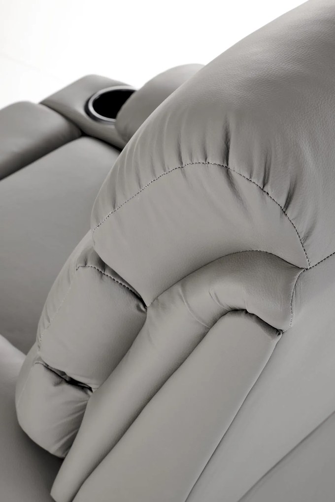 Fotel do salonu wypoczynkowy popielaty, rozkładany eco skóra PERUS