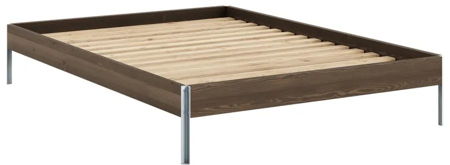 Brązowe łóżko dwuosobowe z litego drewna sosnowego ze stelażem 140x200 cm Core – Karup Design
