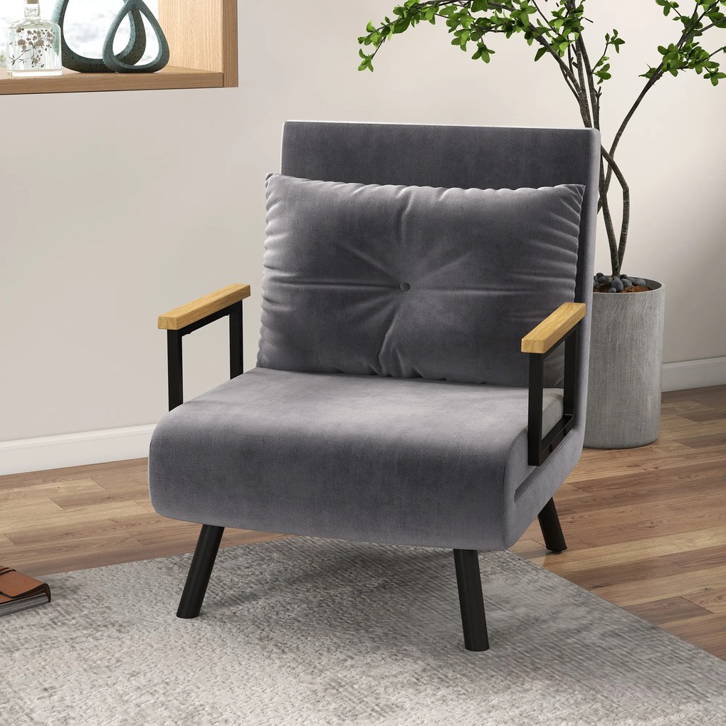 HOMCOM Rozkładana sofa do salonu z poduszkami stylowa kanapa do spania ciemnoszara 120 kg | Aosom PL