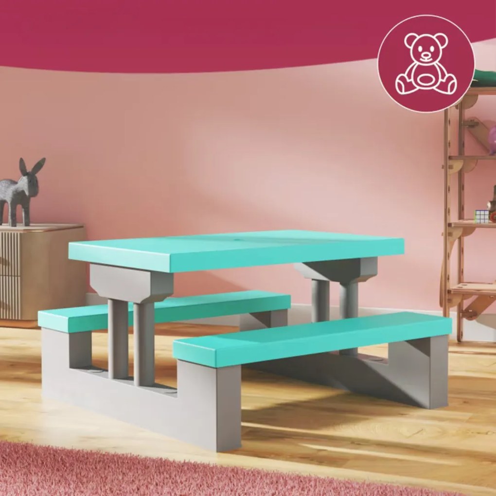 Zestaw mebli dziecięcych ze słonecznikiem JASMIN, 67x78,5x42,5cm, szary/miętowy Spielwerk