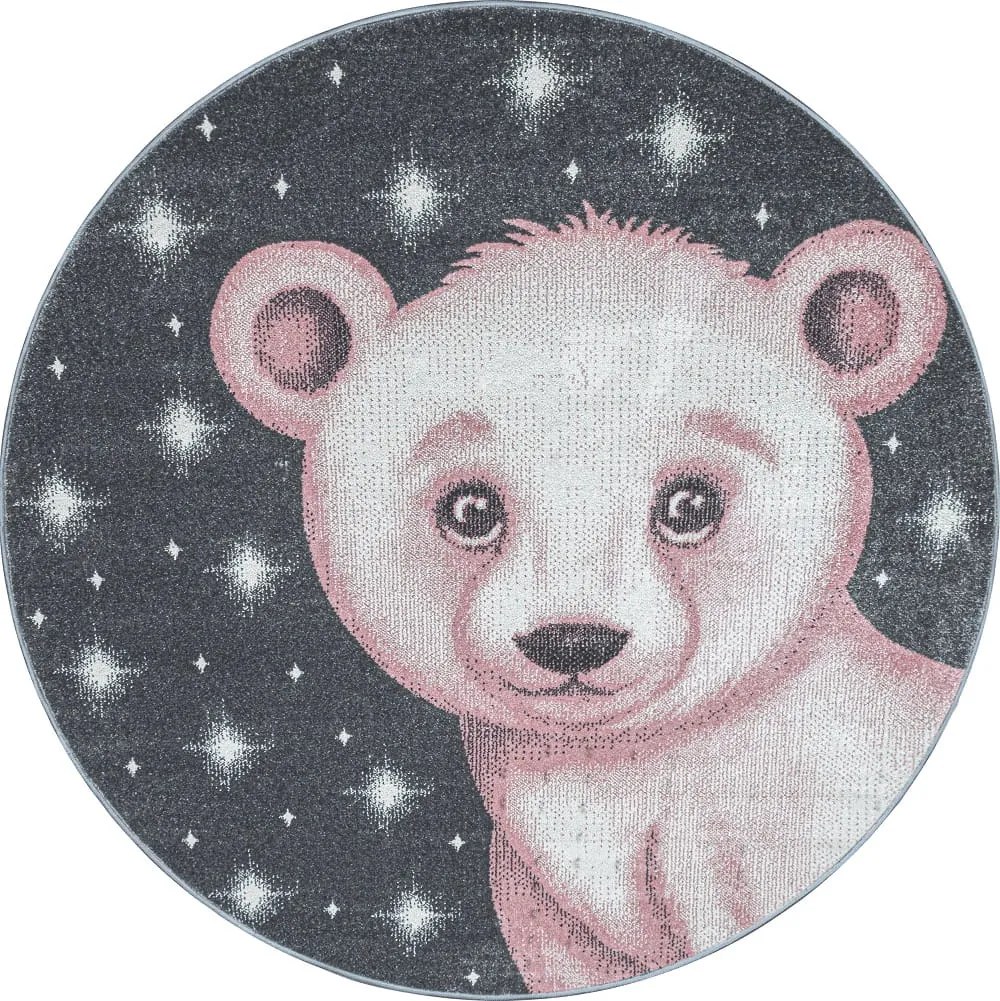 Dywan dziecięcy Bambi Miś różowy koło 120 cm x 120 cm