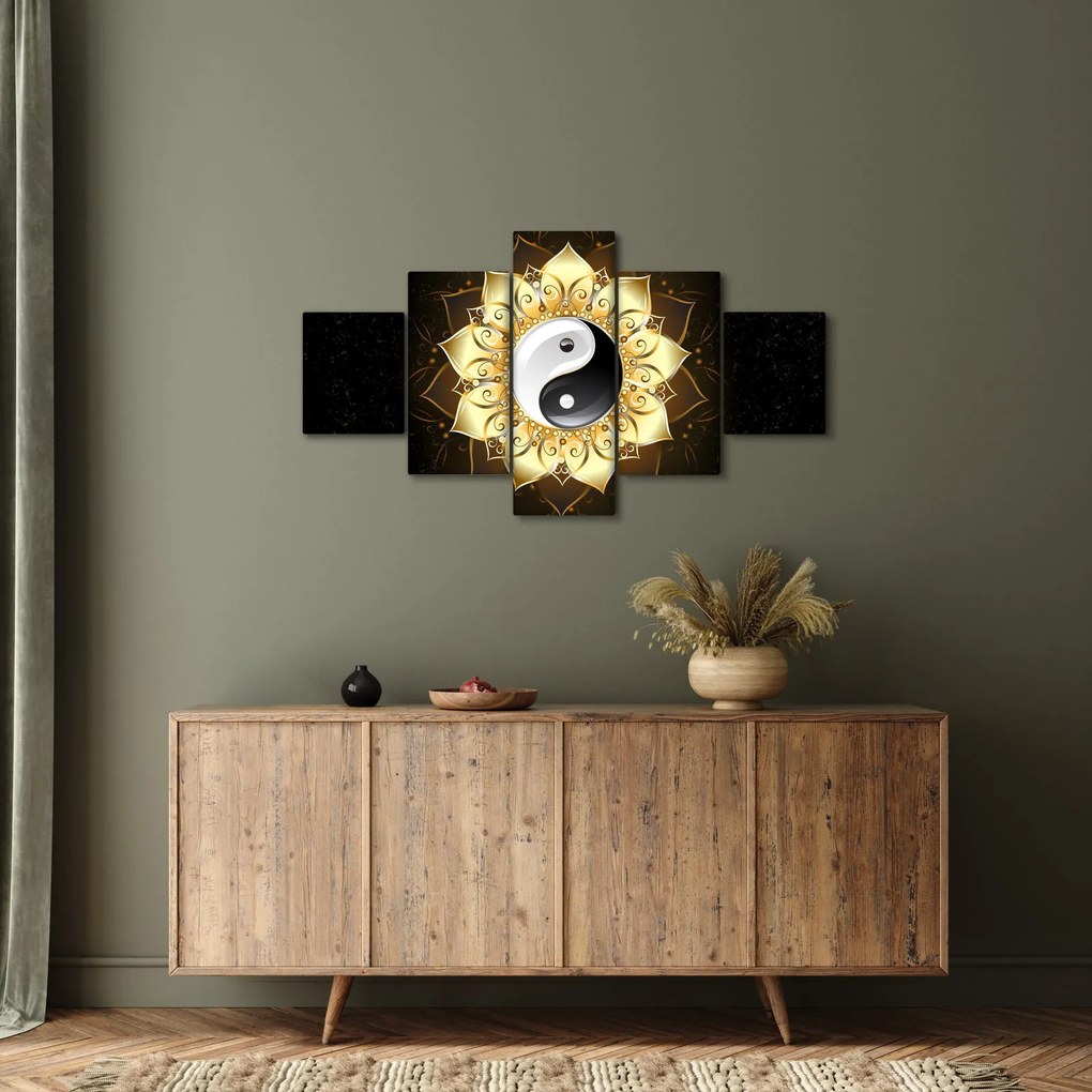 Obraz - Złoty Yin-Yang (125x70 cm)