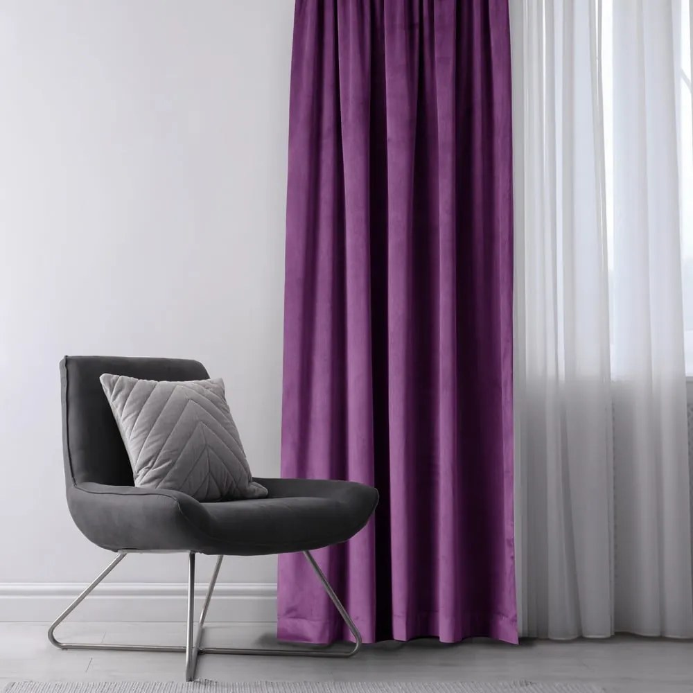 Fioletowa aksamitna zasłona częściowo zaciemniająca (dimout) 140x270 cm Eyelets – Restilo