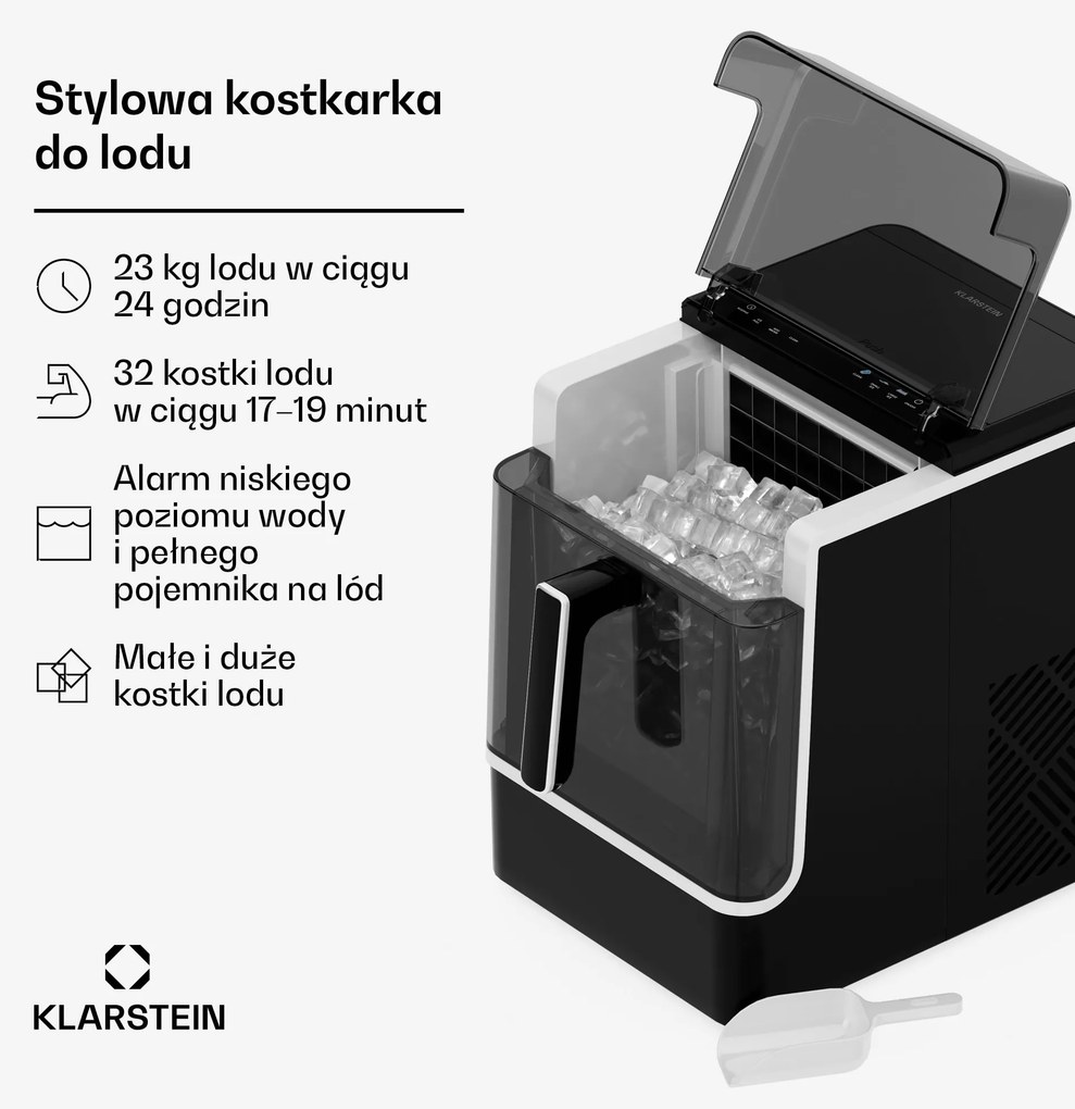 Klarstein IceLux 23kg/24h 1,9L Kostkarka do Lodu Czarny