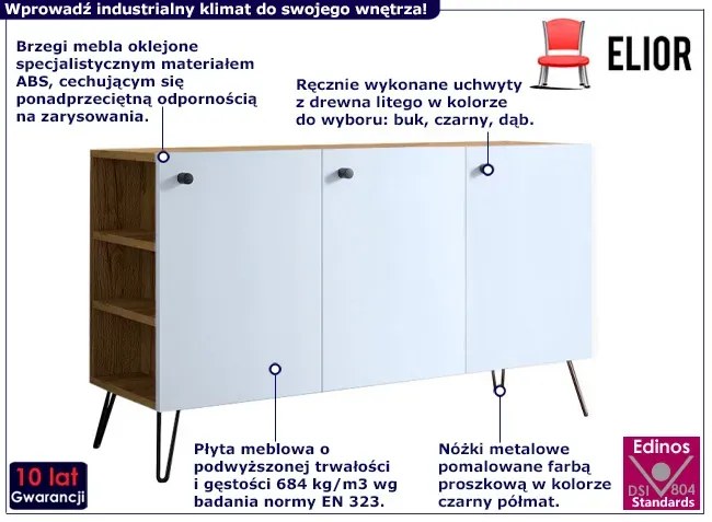 Lewostronna komoda z drzwiczkami dąb craft + biały G4-P76