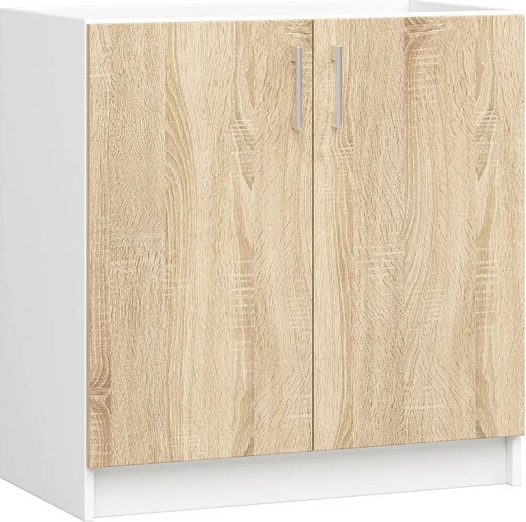 Szafka kuchenna pod zlewozmywak AKORD S80 system LIMA Biała 80 cm 2 drzwi kolor Dąb Sonoma mat 1 półka 80x44,5x82 cm