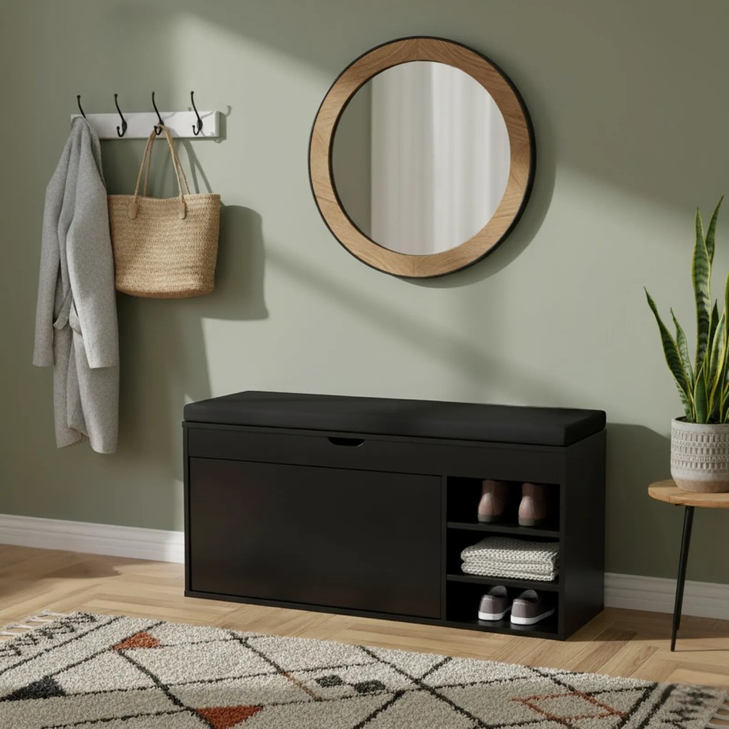 Szafka na buty z siedziskiem i wysuwanymi półkami GRADIA, 100 x 34 x 50 cm