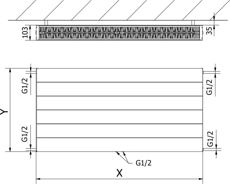 Mexen Line CCL22 grzejnik płytowy 600 x 1400 mm, podłączenie dolne środkowe, 2215 W, biały - W6C22L-060-140-00