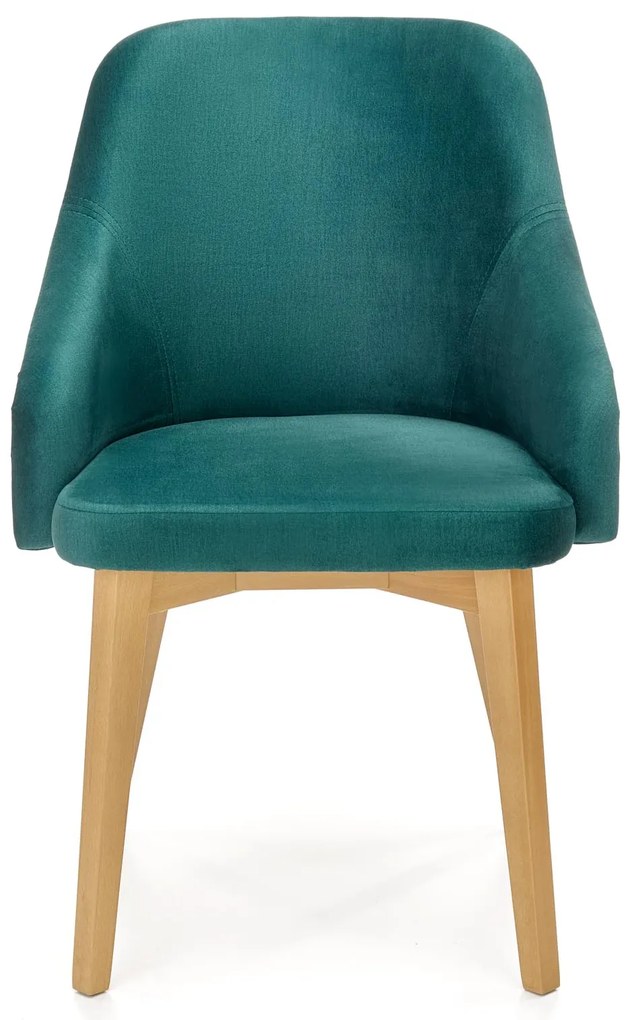Krzesło tapicerowane dąb miodowy/ciemno zielone welurowe TOLEDO 2