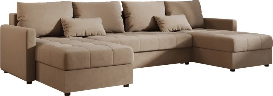 PROMOCJA Rozkładana sofa w kształcie U VENORIA 285x146 cm, beżowa + 2 poduszki ZA DARMO II. gatunek