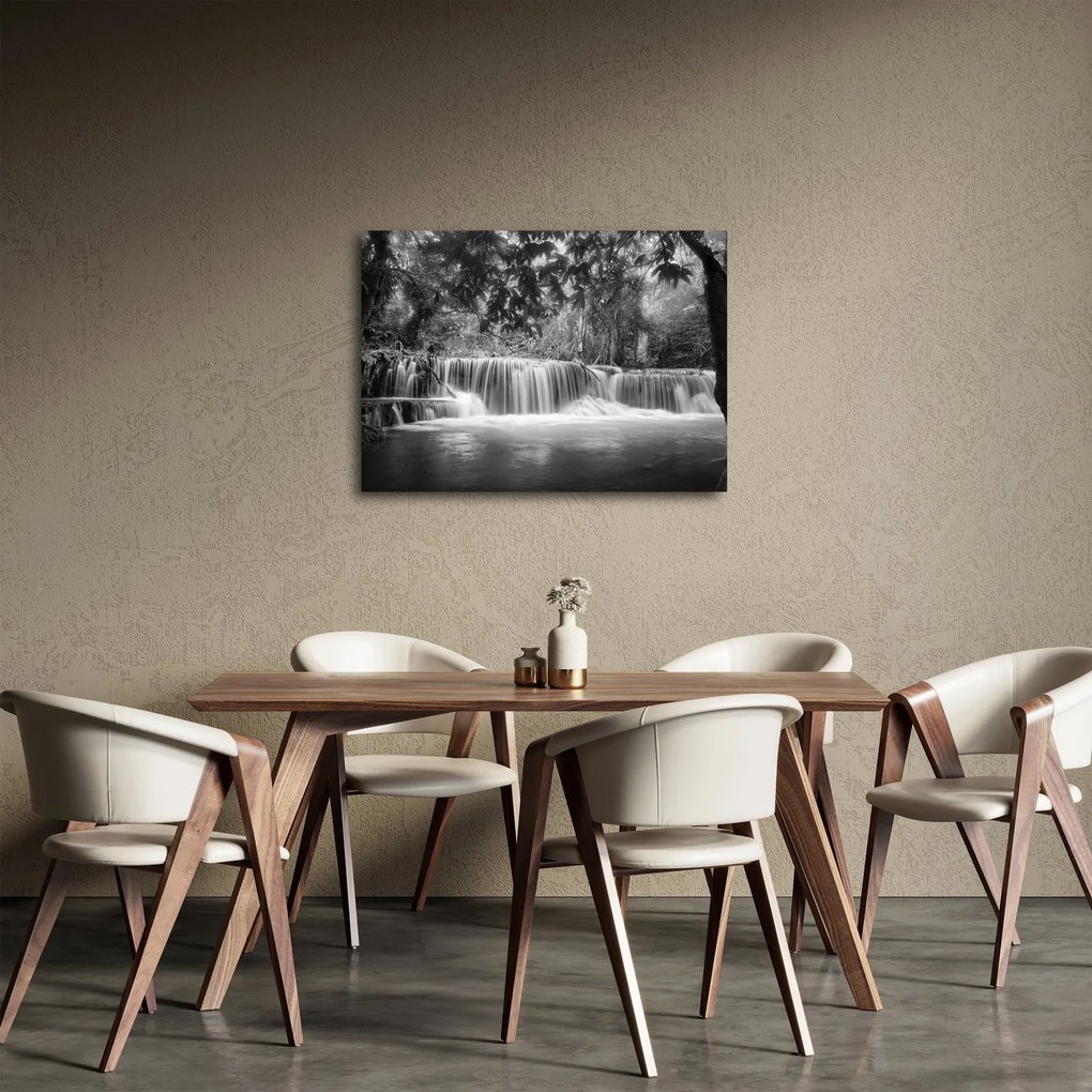 Obraz - Czarno-biały wodospad (70x50 cm)