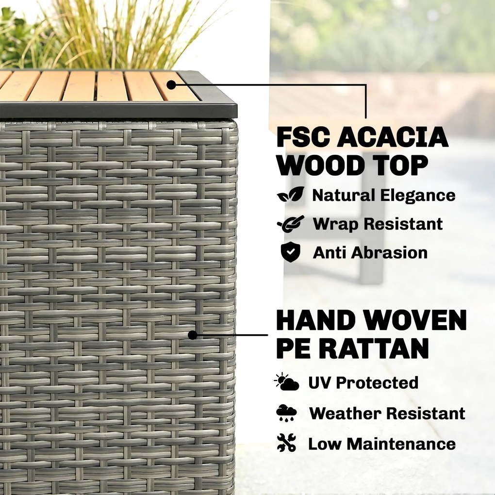 Outsunny Skrzynia ogrodowa 450 L technorattan wodoodporna z pokrywą FSC sprężyny gazowe wkładka | Aosom PL