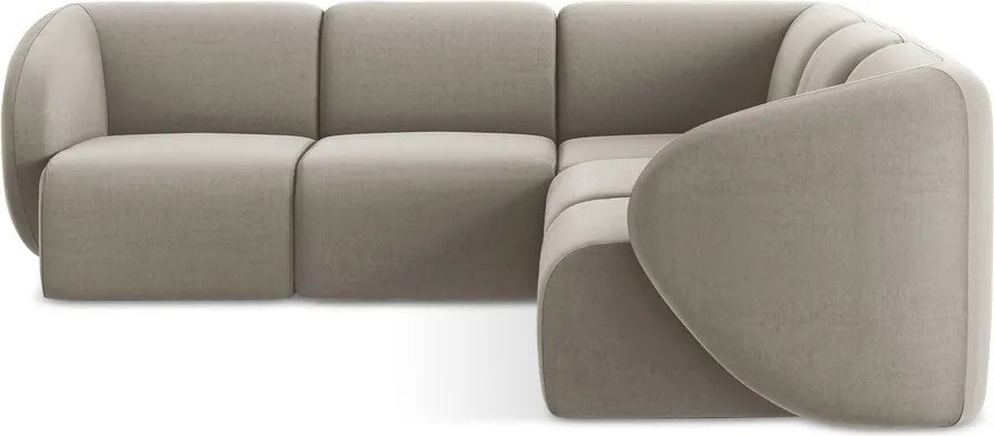 Jasnobrązowy aksamitny narożnik Lani – Makamii