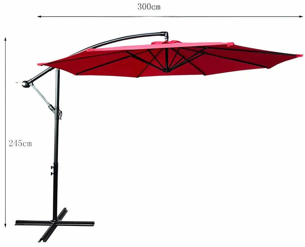 Czerwony okrągły parasol ogrodowy P7-G78