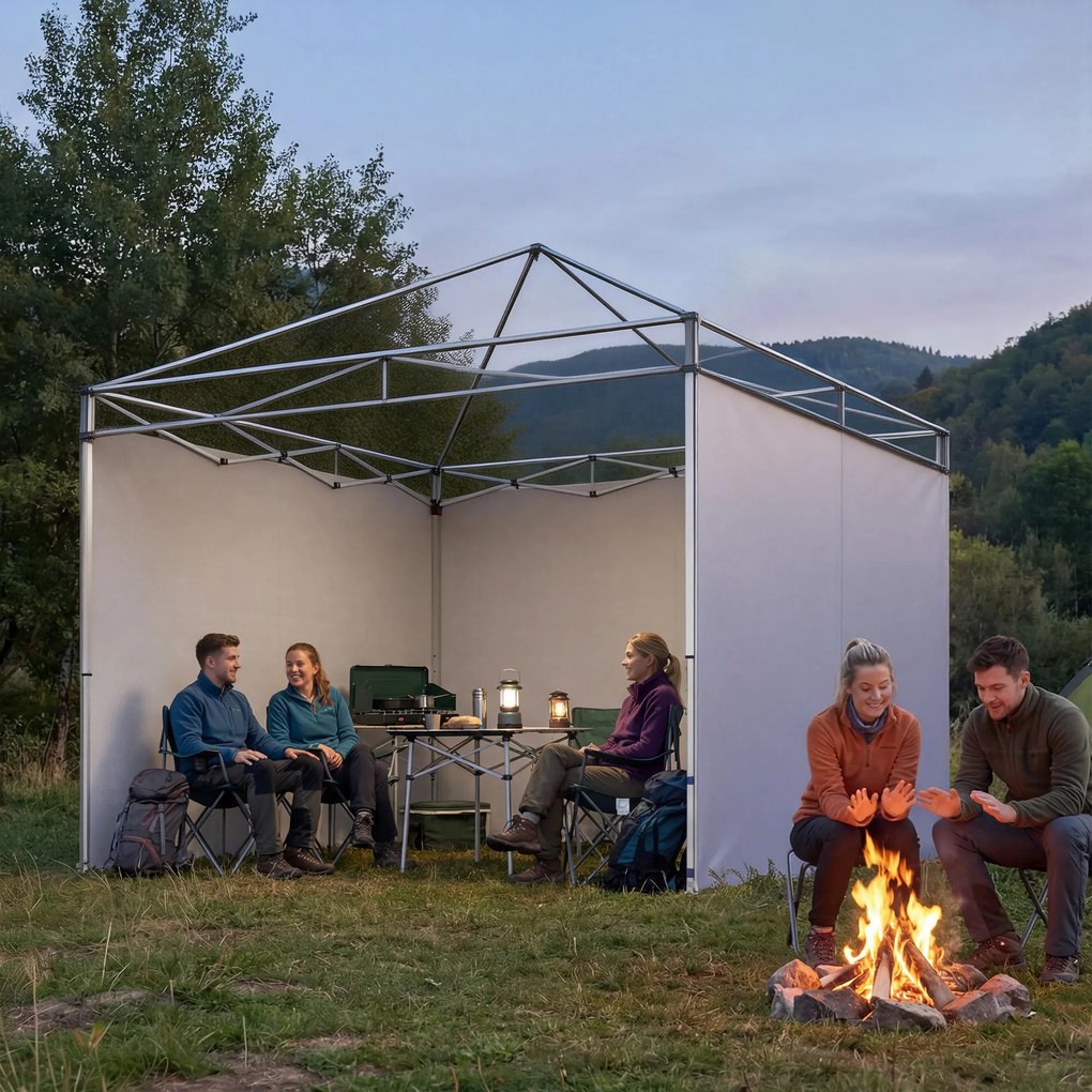 Outsunny 3-częściowy zestaw bocznych ścian z zamknięciem na suwak do pawilonu 3x3 m, ciemnoniebieski | Aosom PL
